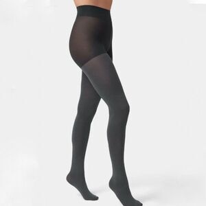 HUE Women’s Total Opaque Control Top Tights Graphite Heather Size 4